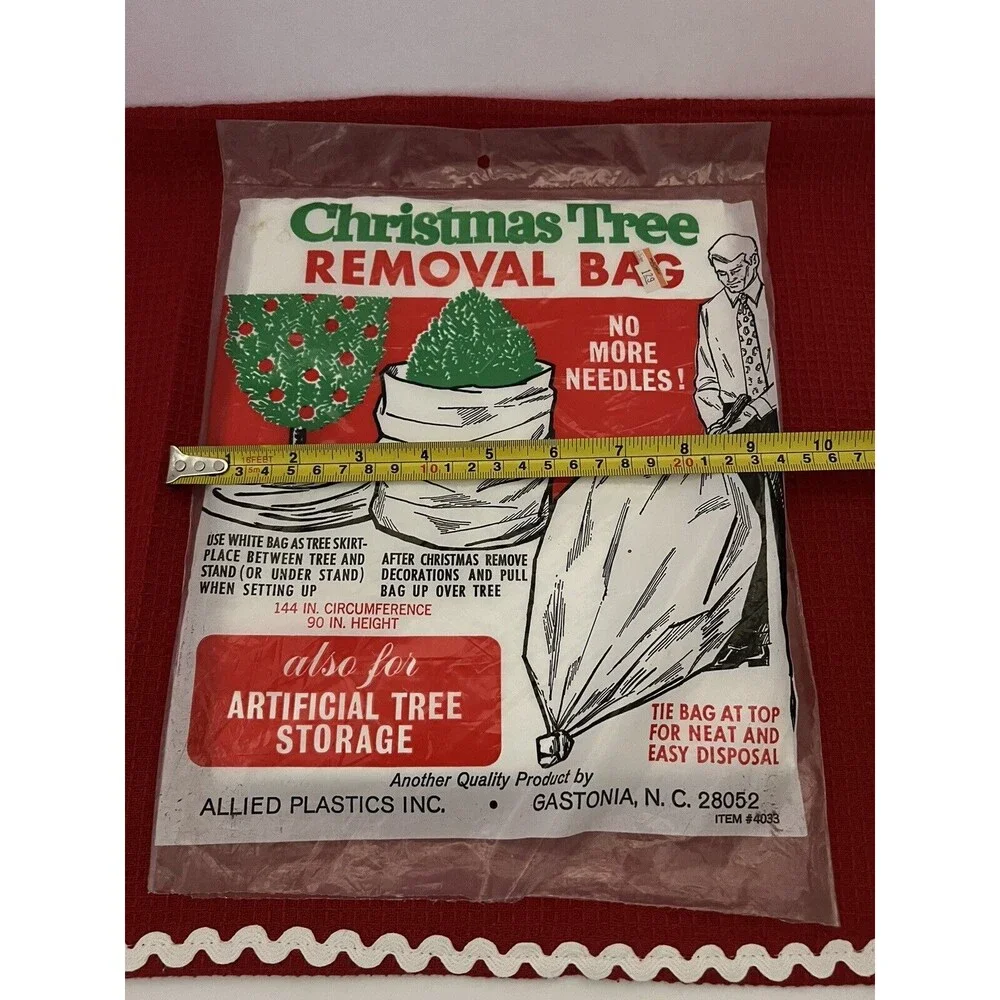 Vintage Christmas Tree Removal Bag 90x144 Allied Plastics Tree Storage Cover